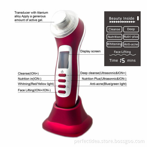 BP-012 ultrasonic and iontophoresis device for face and body beauty spa